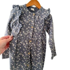 H&M Blue Floral Ruffle Romper 4T Kids